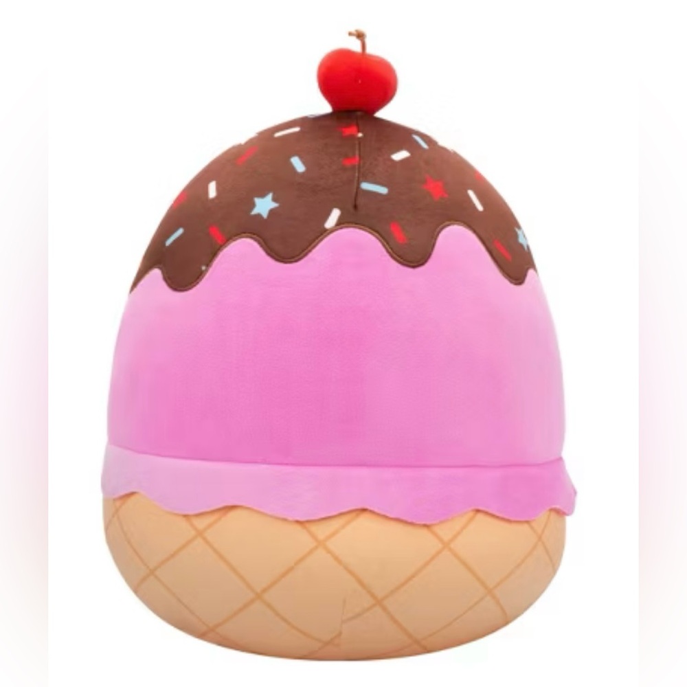 Squishmallows 11" Medium Pink Ice Cream Sundae with Blue Star Bowtie Plush - Picture 3 of 7